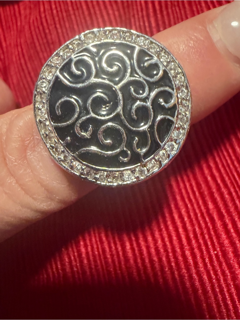 Park Lane Black Swirl Crystal Statement Ring Size 8